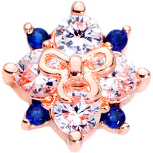 16G 1/4 Clear CZ Gem Rose Gold Tone Bow Star Cartilage Tragus