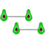 14G 9/16 Groovy Green Avocado Barbell Nipple Ring Set