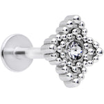 16G 5/16 Clear Gem Textured Cross Labret Monroe Tragus