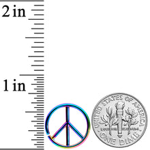 16G 1/4 Rainbow Retro Peace Sign Closure Ring