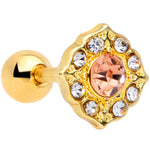 16G 1/4 Pink Clear Gem Gold Tone Elegant Cartilage Tragus Earring