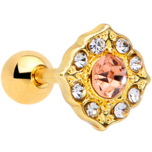 16G 1/4 Pink Clear Gem Gold Tone Elegant Cartilage Tragus Earring