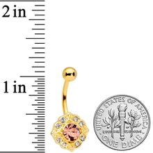 Pink Clear Gem Gold Tone Baroque Elegance Belly Ring