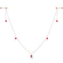 14G 9/16 Gold Tone Red Flower Valentine Dangle Nipple Chain