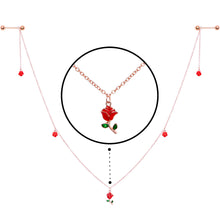 14G 9/16 Gold Tone Red Flower Valentine Dangle Nipple Chain