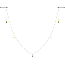 14G 9/16 Yellow Flower Bee Dangle Nipple Chain