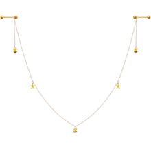 14G 9/16 Gold Tone Yellow Flower Bee Dangle Nipple Chain