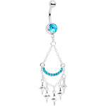 Aqua Gem Double Drama Chandelier Dangle Belly Ring