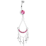Pink Gem Double Drama Chandelier Dangle Belly Ring