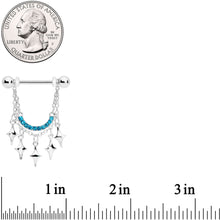 14G 9/16 Aqua Gem Drama Dangle Nipple Ring Set