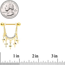 14G 9/16 Clear Gem Gold Tone Drama Dangle Nipple Ring Set