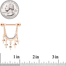 14G 9/16 Clear Gem Rose Gold Tone Drama Dangle Nipple Ring Set