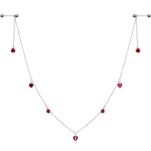 14G 9/16 Red Rose Flower Valentine Dangle Nipple Chain