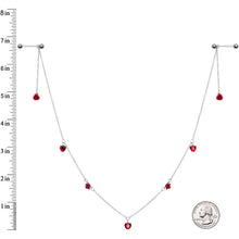 14G 9/16 Red Rose Flower Valentine Dangle Nipple Chain