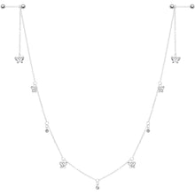 14G 9/16 Clear Gem Butterfly Dangle Nipple Chain