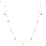 14G 9/16 Clear Gem Rose Gold Tone Butterfly Dangle Nipple Chain