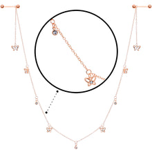14G 9/16 Clear Gem Rose Gold Tone Butterfly Dangle Nipple Chain