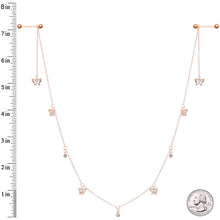 14G 9/16 Clear Gem Rose Gold Tone Butterfly Dangle Nipple Chain