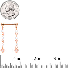 14G 5/8 Clear CZ Gem Rose Gold Tone Orb Dangle Nipple Ring Set