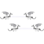 14G 9/16 Clear Gem Bioplast Dragon Barbell Nipple Ring Set