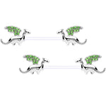 14G 9/16 Green Gem Bioplast Dragon Barbell Nipple Ring Set