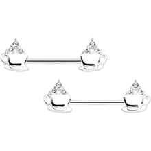14G 9/16 Clear Gem Hot Cocoa Barbell Nipple Ring Set