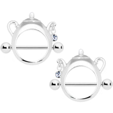 14G 5/8 Clear Gem Teapot Nipple Shield Set