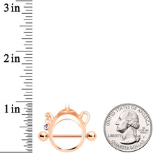 14G 5/8 Clear Gem Rose Gold Tone Teapot Nipple Shield Set