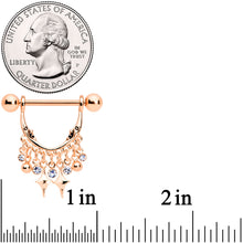 14G 5/8 Clear Gem Rose Gold Tone Moons Dangle Nipple Ring Set