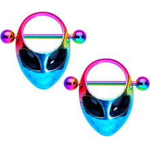 14G 9/16 Rainbow Space Alien Nipple Shield Set