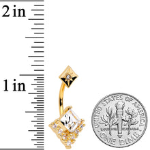 Clear CZ Gem Gold Tone Chevron Belly Ring