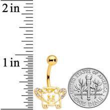 Clear Gem Gold Tone Flying Pigs Belly Ring