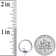 16G 3/8 Pink Blue Green Funky Flamingo Hinged Segment Ring