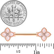 14G 5/8 Clear Gem Rose Gold Tone Rhombus Barbell Nipple Ring Set