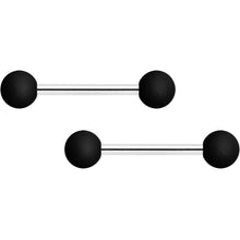 14G 9/16 Basic Black Matte Barbell Nipple Ring Set