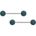 14G 9/16 Graceful Grey Matte Barbell Nipple Ring Set