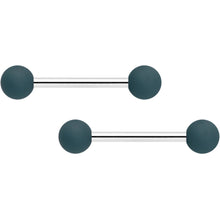 14G 9/16 Graceful Grey Matte Barbell Nipple Ring Set