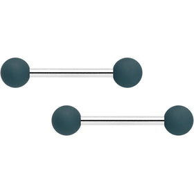 14G 9/16 Graceful Grey Matte Barbell Nipple Ring Set
