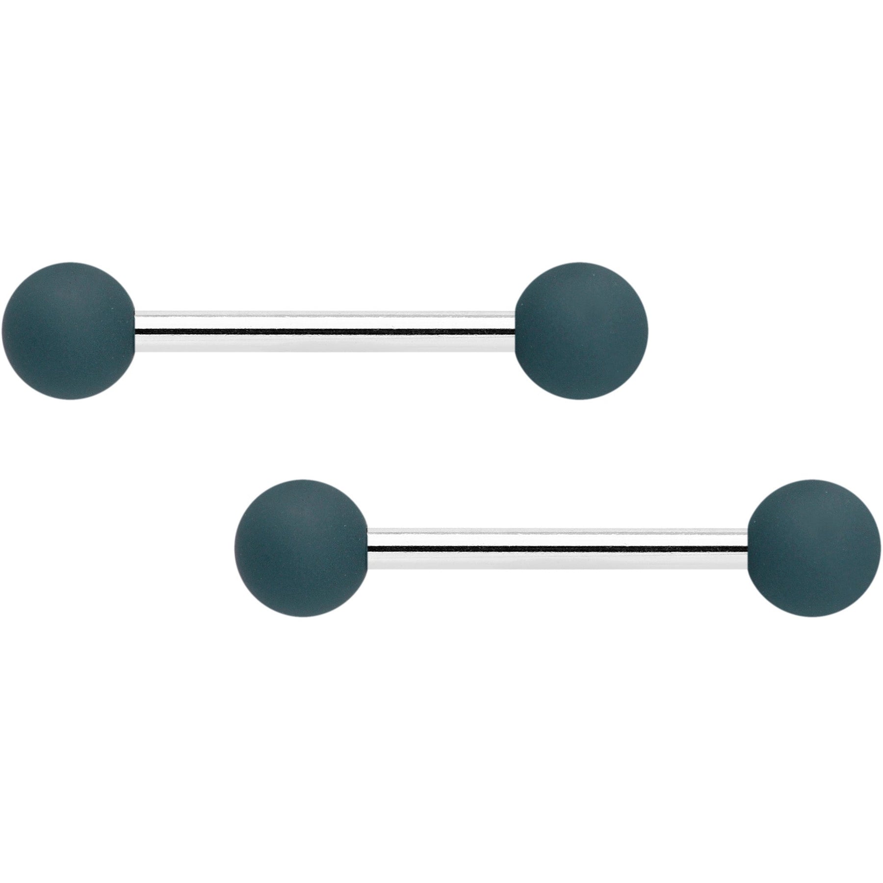 14G 9/16 Graceful Grey Matte Barbell Nipple Ring Set