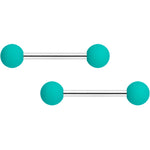 14G 9/16 Thoroughly Teal Matte Barbell Nipple Ring Set
