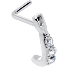 20G 5/16 Clear CZ Gem Trio Graceful Faux Hoop L Shaped Nose Ring