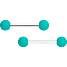 14G 9/16 Teal Black Matte Barbell Nipple Ring Set of 4