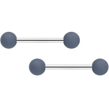 14G 9/16 Dark Grey Light Grey Matte Barbell Nipple Ring Set of 4