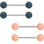 14G 9/16 Peach Grey Matte Barbell Nipple Ring Set of 4