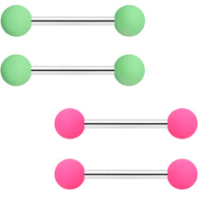 14G 9/16 Mint Green Hot Pink Matte Barbell Nipple Ring Set of 4