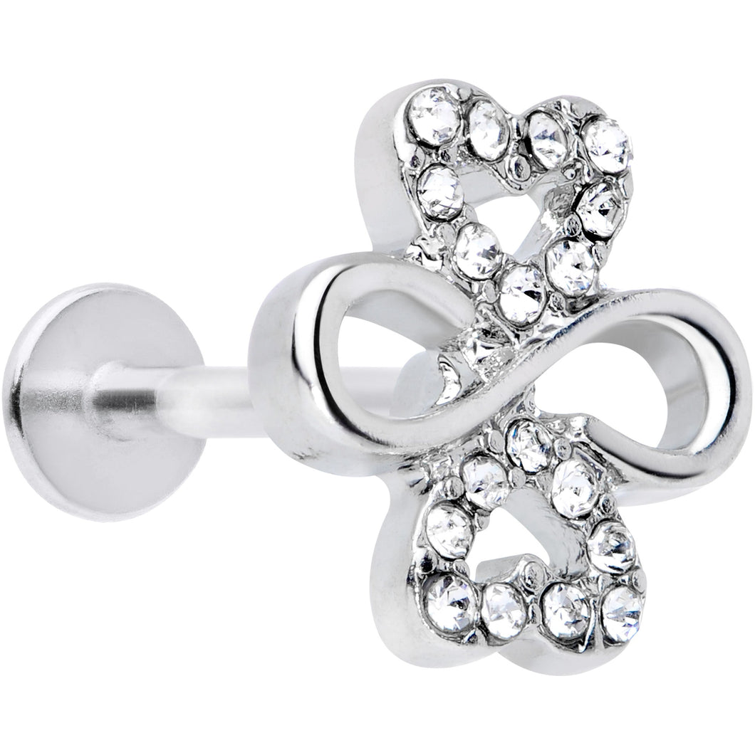 16G 5/16 Clear Gem Shamrock St Patricks Day Labret Monroe Tragus
