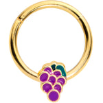 16G 3/8  Gold Tone Sweet Purple Grapes Hinged Segment Ring