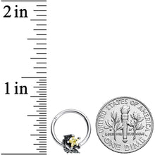 16G 3/8 Yellow Gem Shooting Star Hinged Segment Ring