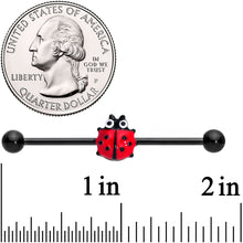 14G Black Polka Dot Ladybug Industrial Barbell 38mm