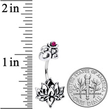 Red Gem Yoga Om Lotus Flower Double Mount Belly Ring